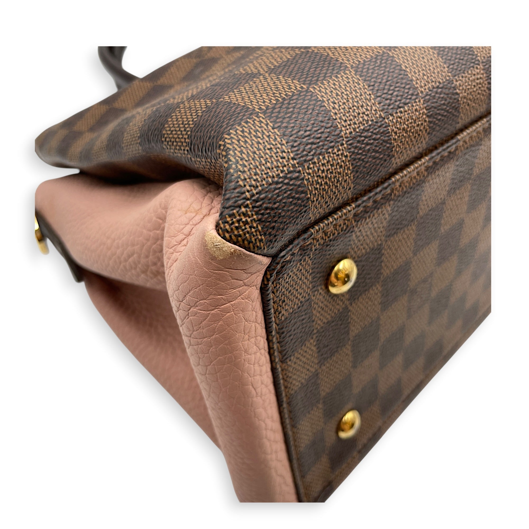 Damier Ebene Normandy Brown Top Handle Bag in Canvas Gold hardware CL2605-21364 6