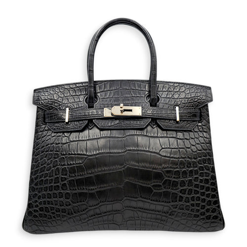 Birkin 30 Black in Matte Alligator Palladium hardware
