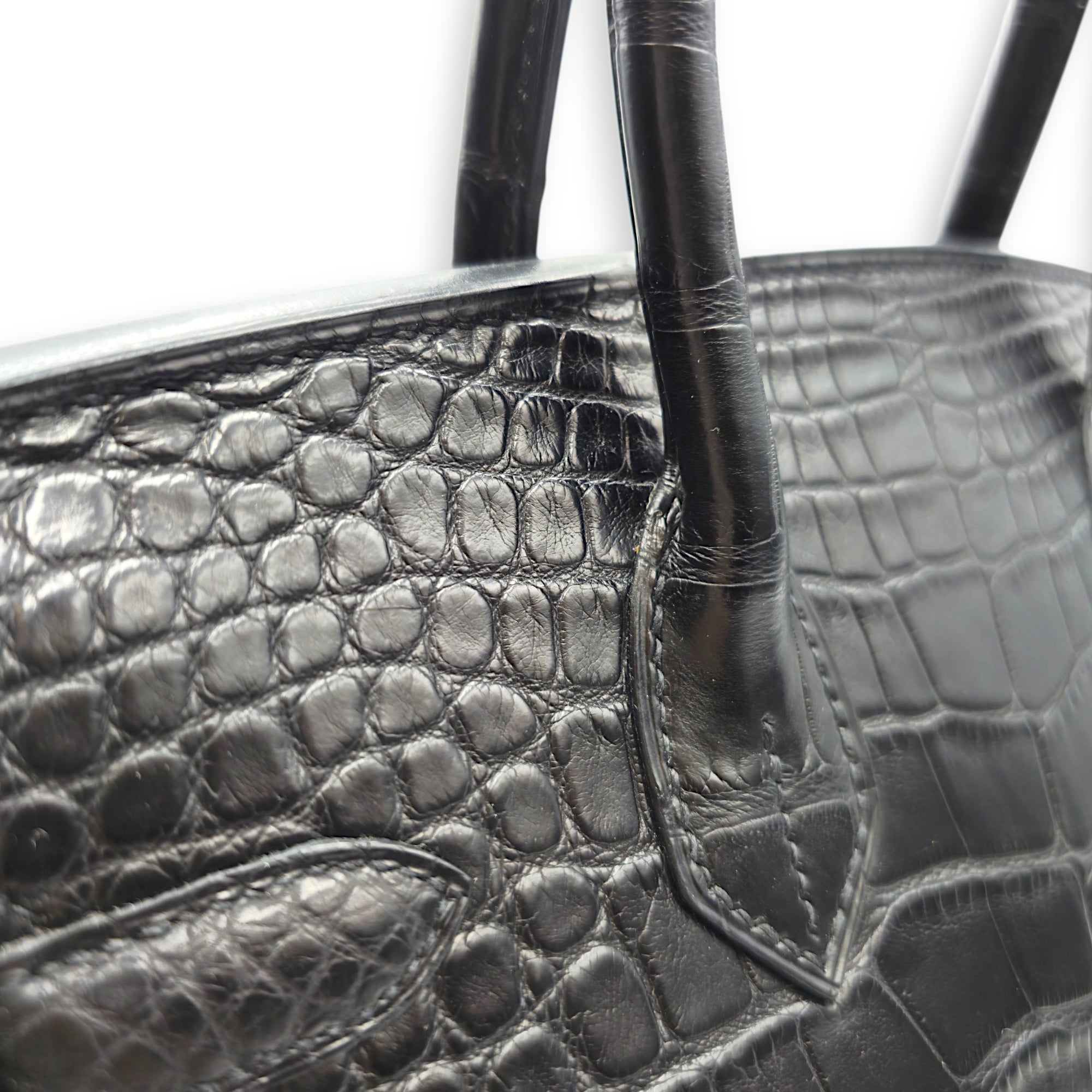 Birkin 30 Black in Matte Alligator Palladium hardware