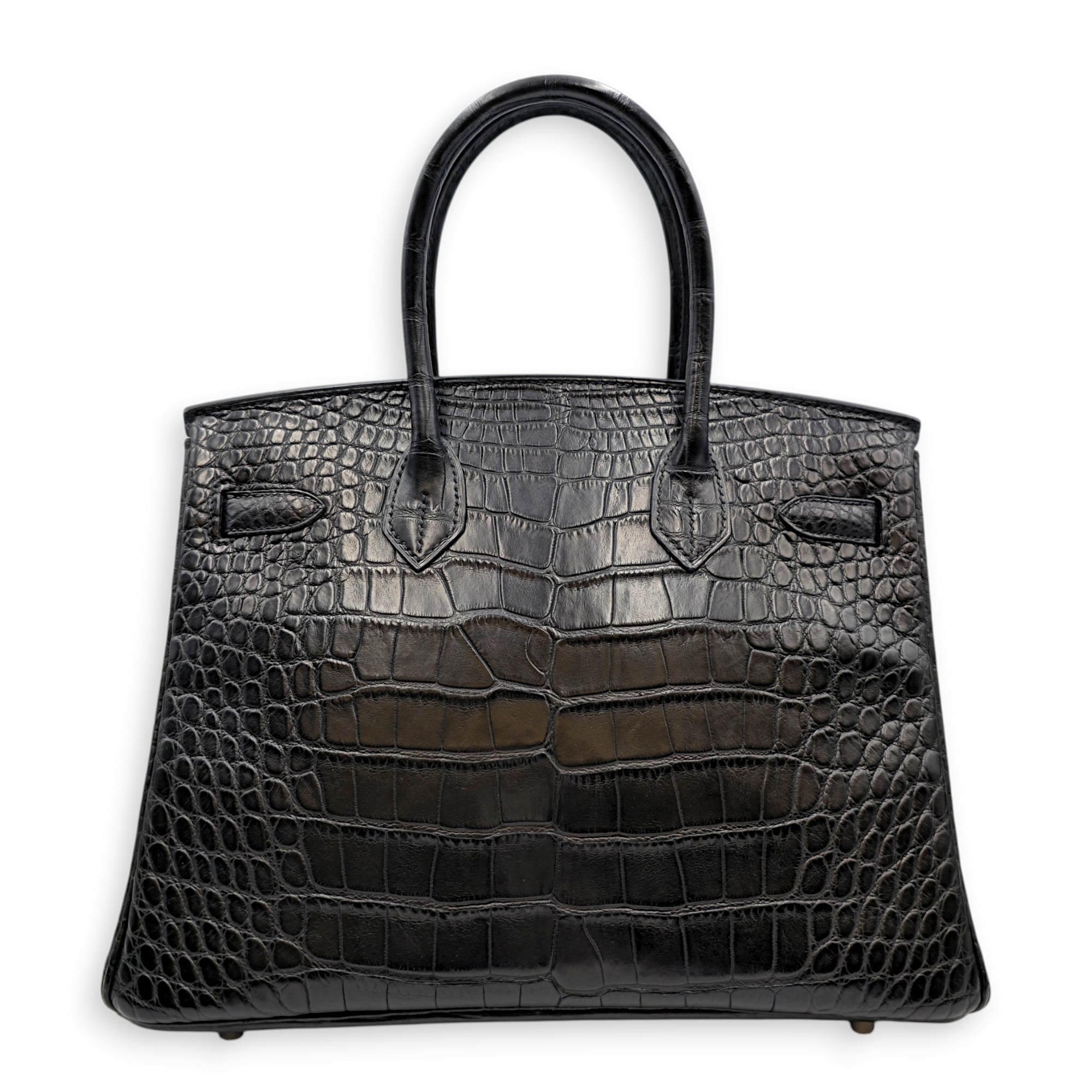 Birkin 30 Black in Matte Alligator Palladium hardware