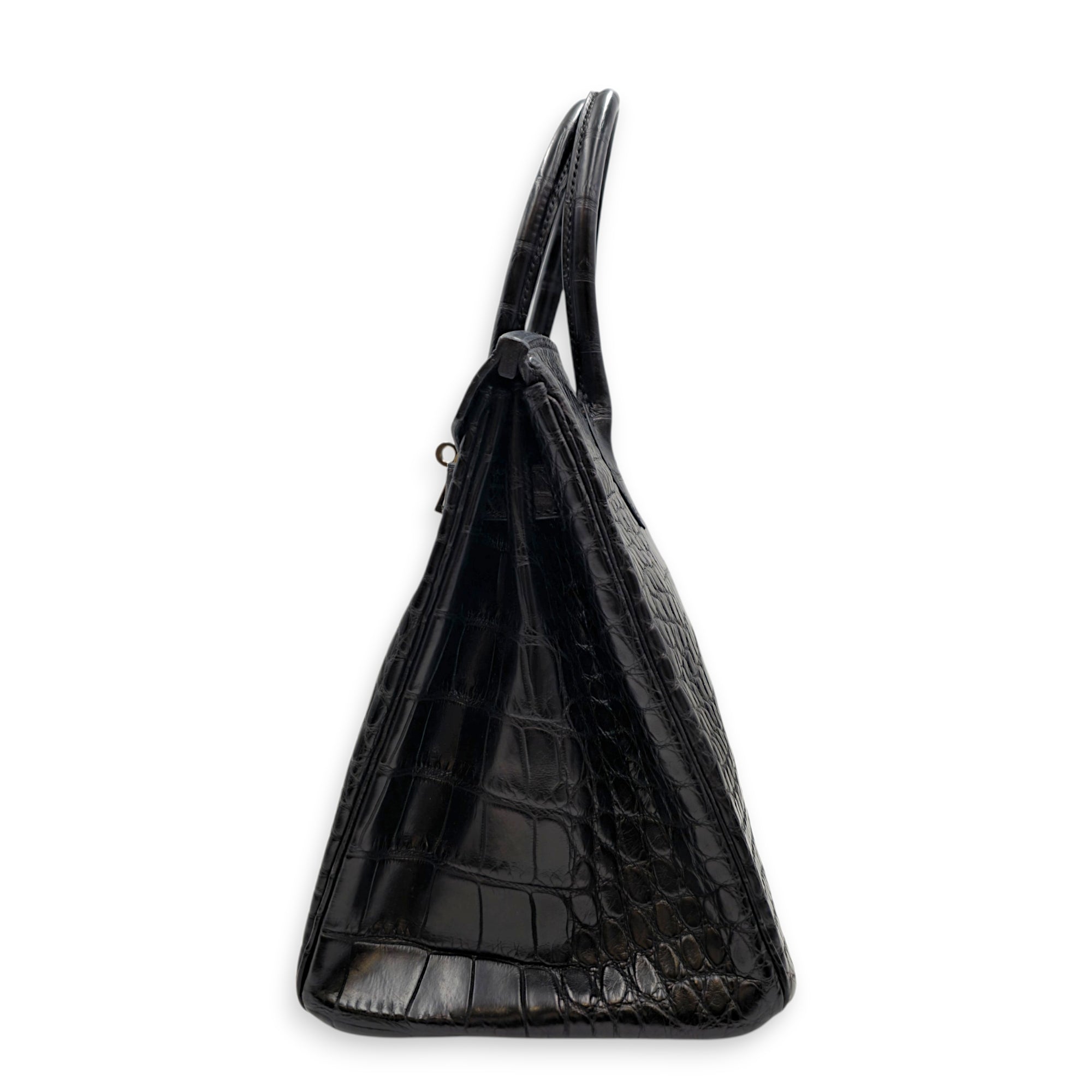 Birkin 30 Black in Matte Alligator Palladium hardware