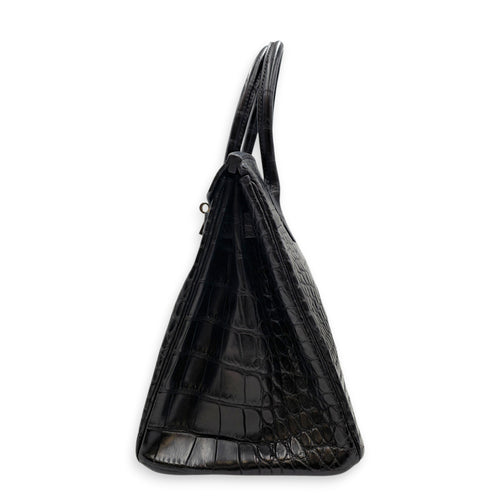 Birkin 30 Black in Matte Alligator Palladium hardware