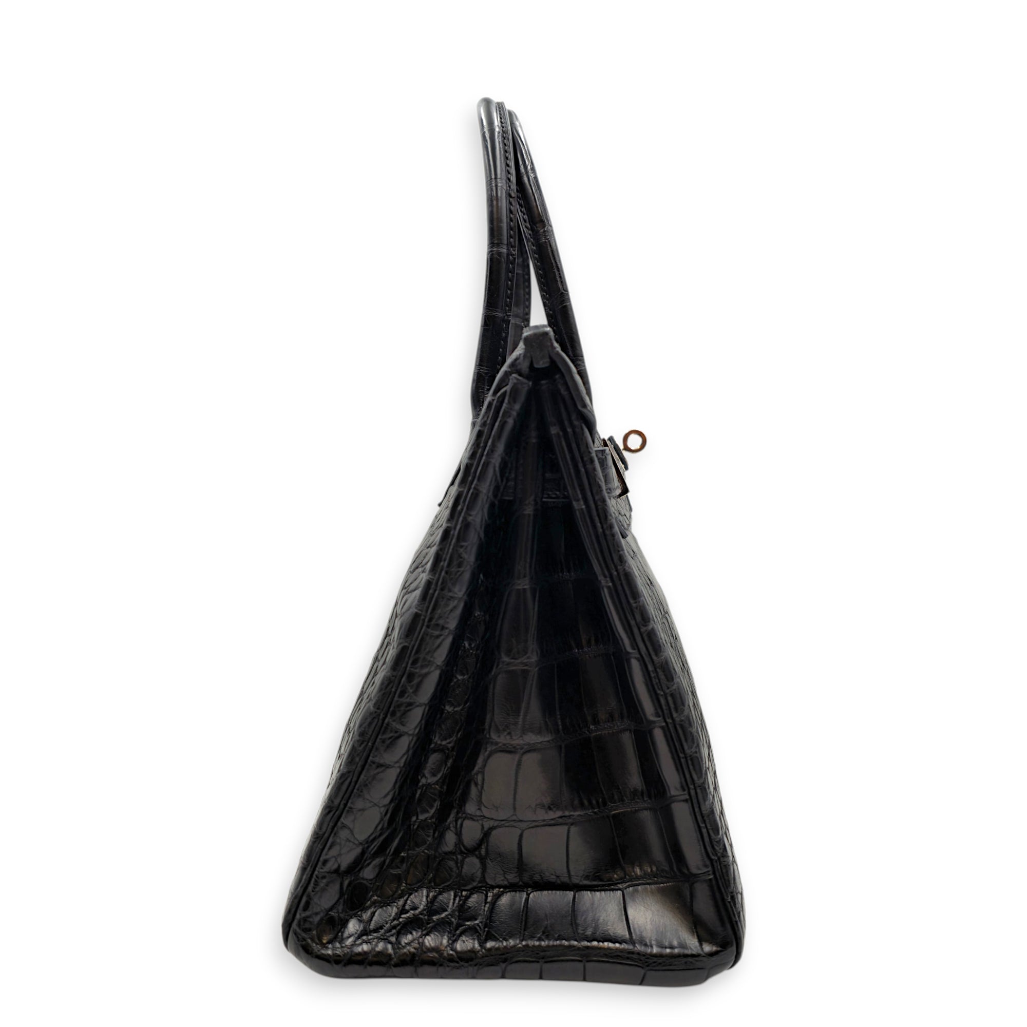 Birkin 30 Black in Matte Alligator Palladium hardware