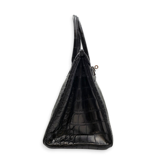 Birkin 30 Black in Matte Alligator Palladium hardware