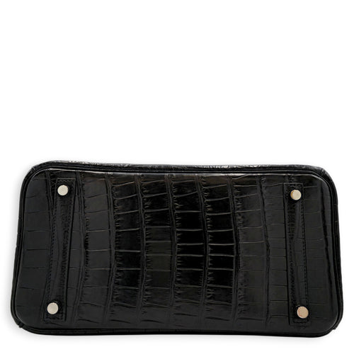 Birkin 30 Black in Matte Alligator Palladium hardware