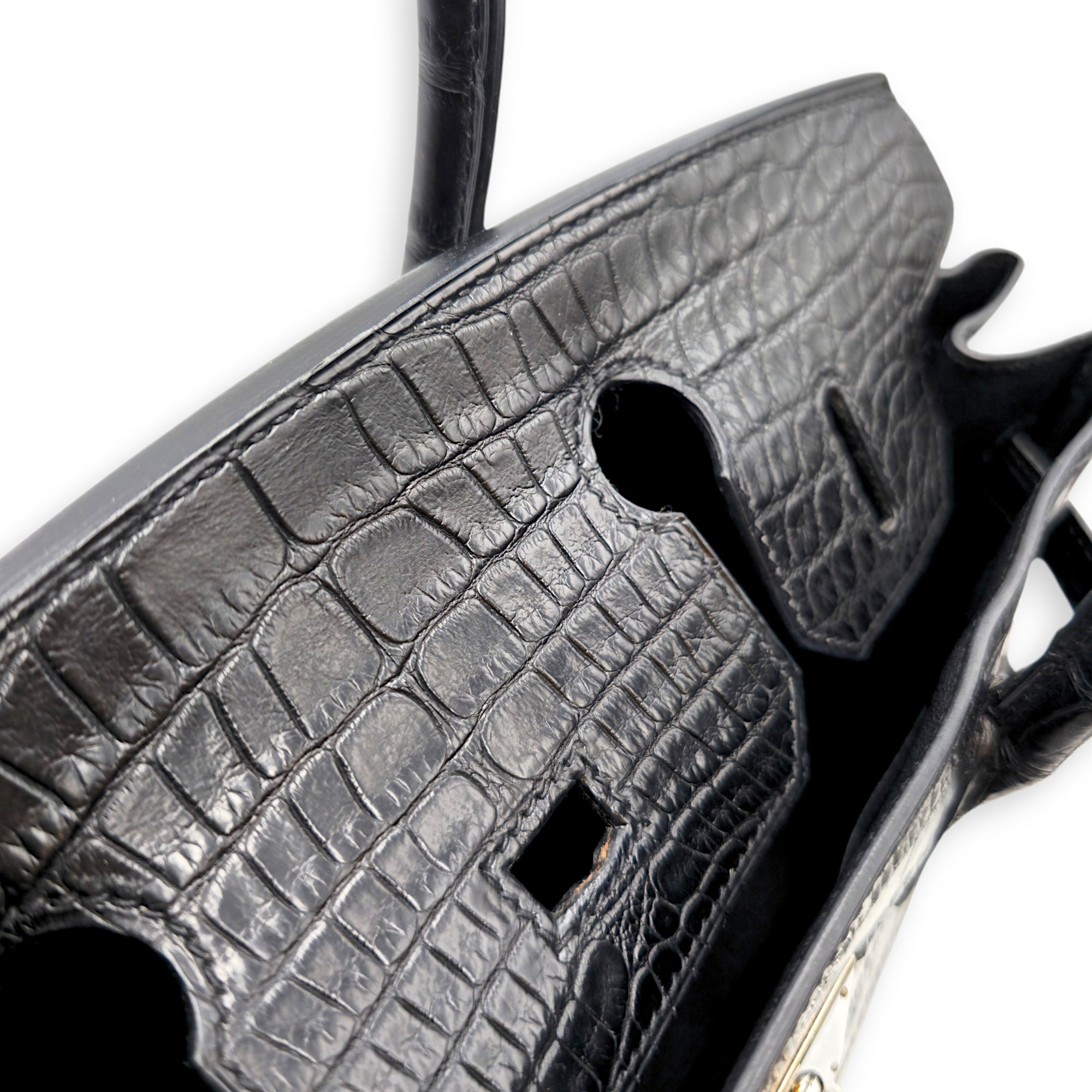 Birkin 30 Black in Matte Alligator Palladium hardware