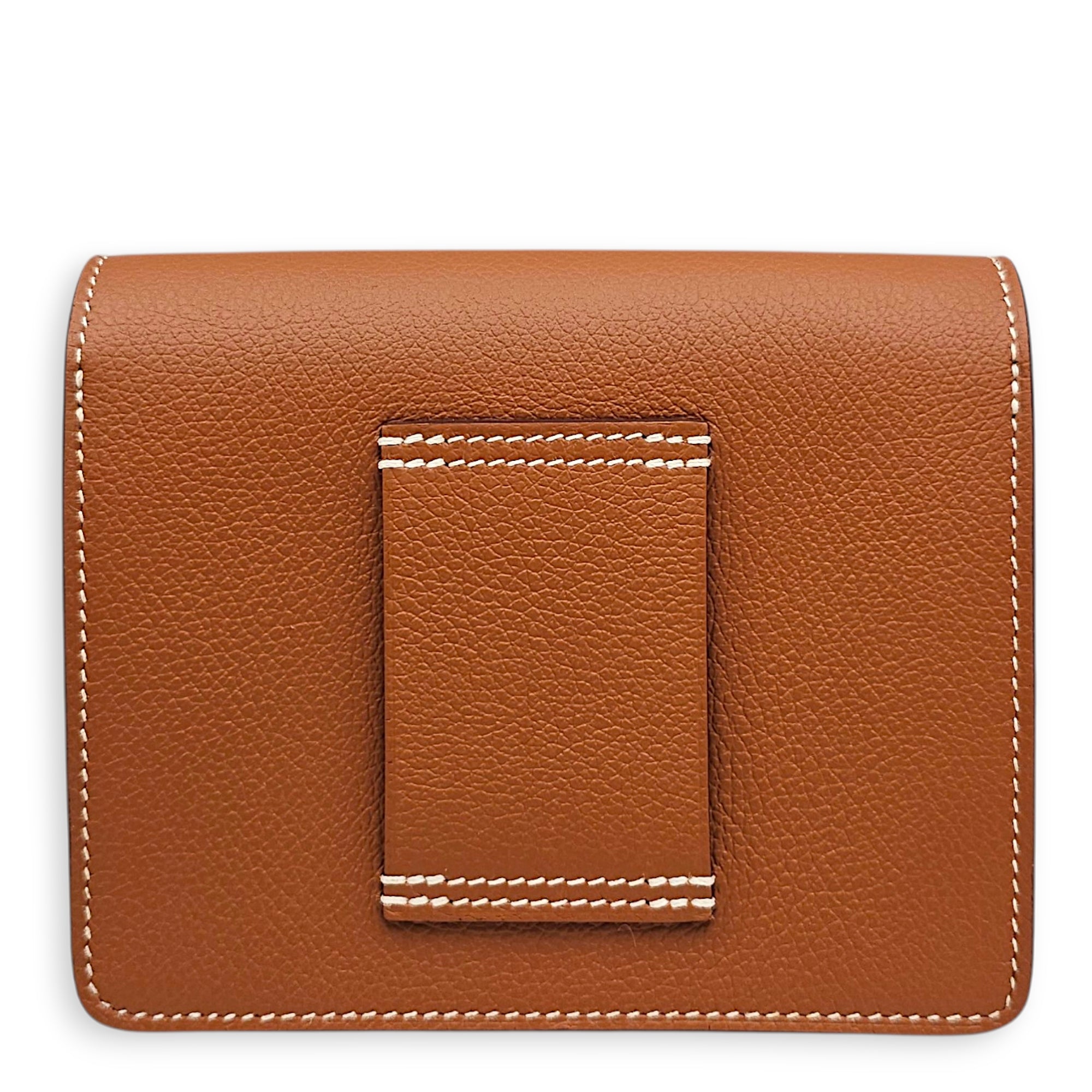 Roulis Slim Gold Wallet in Evercolor Palladium hardware