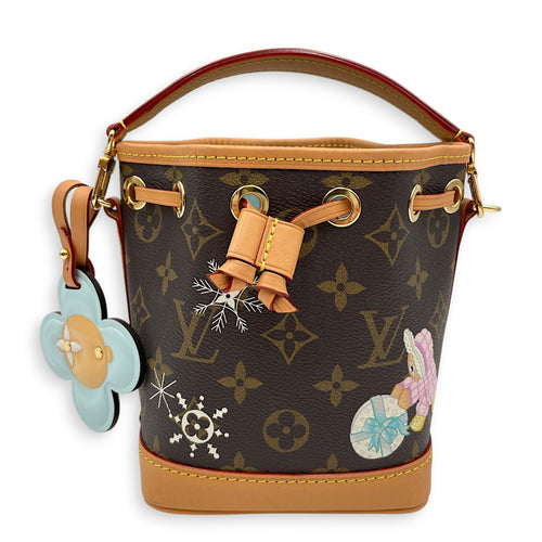 Vivienne Holiday Noe Nano Brown Top Handle Bag in Monogram Coated Canvas Gold hardware CL2605-21378 1