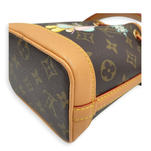 Vivienne Holiday Noe Nano Brown Top Handle Bag in Monogram Coated Canvas Gold hardware CL2605-21378 10