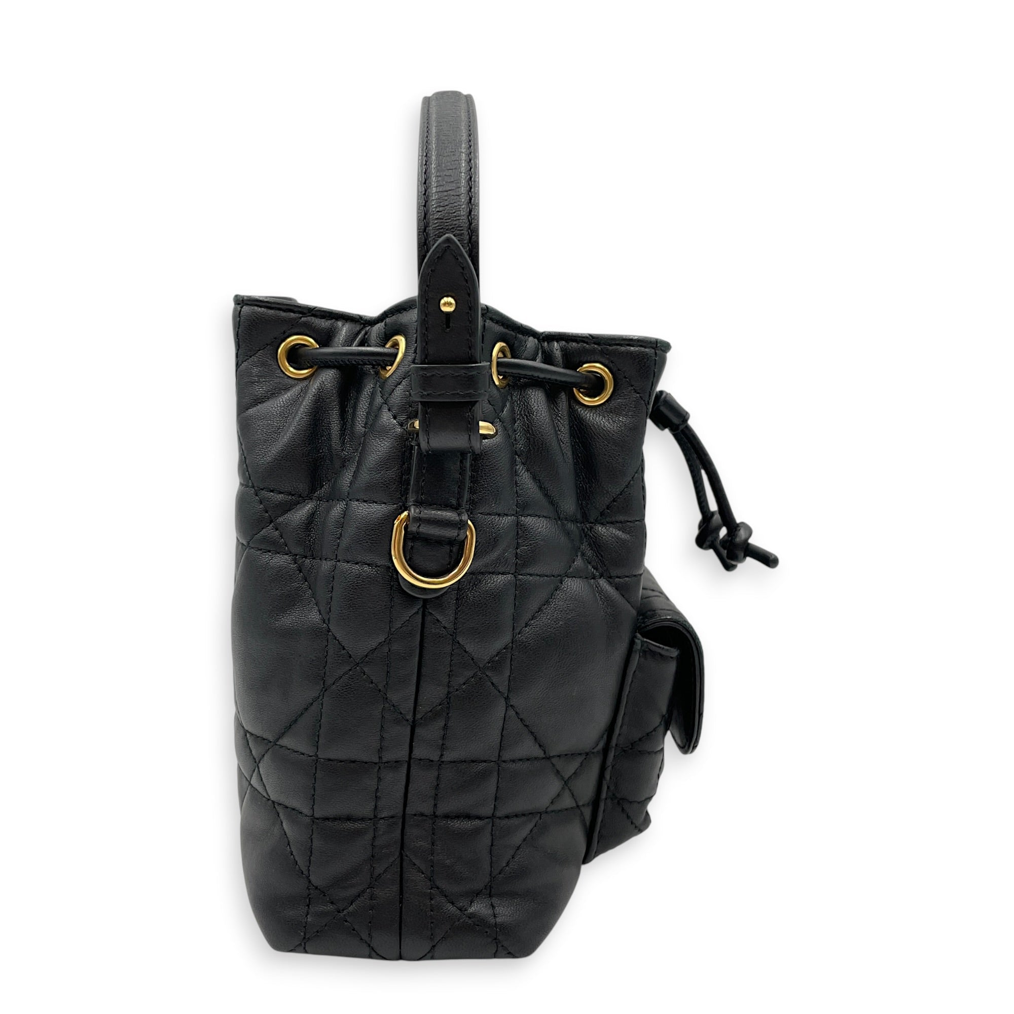 Bucket Black Crossbody Bag in Lambskin Gold hardware CL2605-21379 3