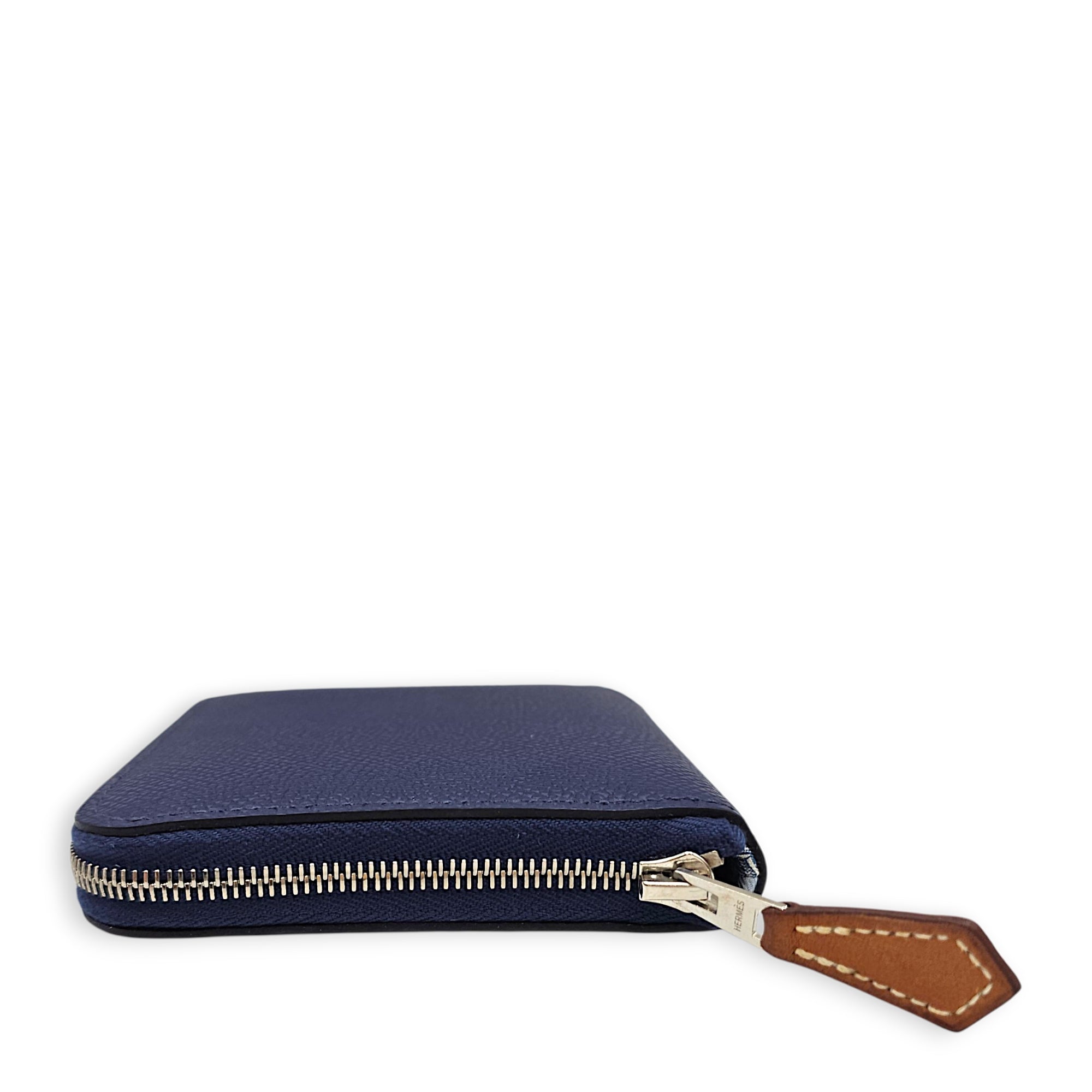 Silk'in Blue Encre Compact Wallet in Epsom Palladium hardware CL2605-21384 3