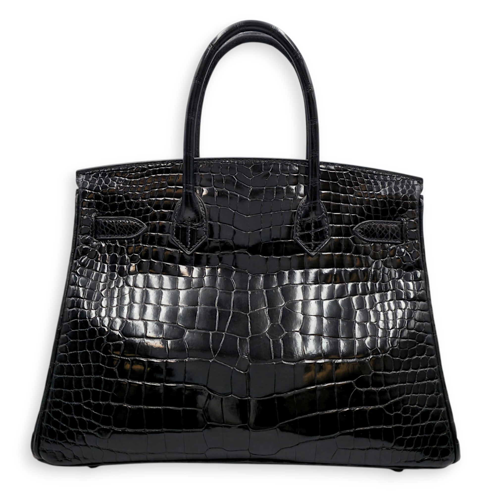 Birkin 30 Black in Shiny Porosus Gold hardware CL2605-21392 2