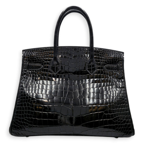 Birkin 30 Black in Shiny Porosus Gold hardware CL2605-21392 2
