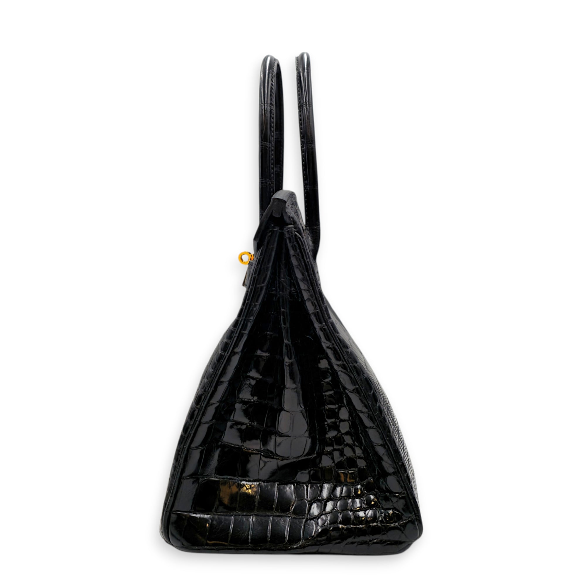 Birkin 30 Black in Shiny Porosus Gold hardware CL2605-21392 3