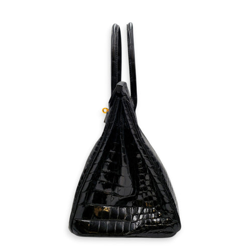 Birkin 30 Black in Shiny Porosus Gold hardware CL2605-21392 3