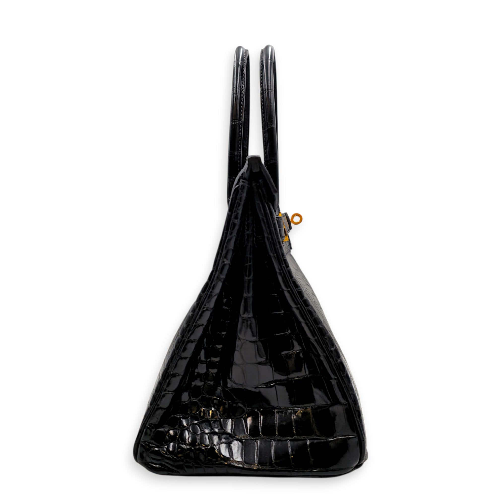 Birkin 30 Black in Shiny Porosus Gold hardware CL2605-21392 4