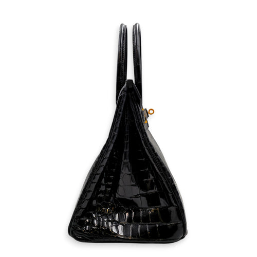 Birkin 30 Black in Shiny Porosus Gold hardware CL2605-21392 4