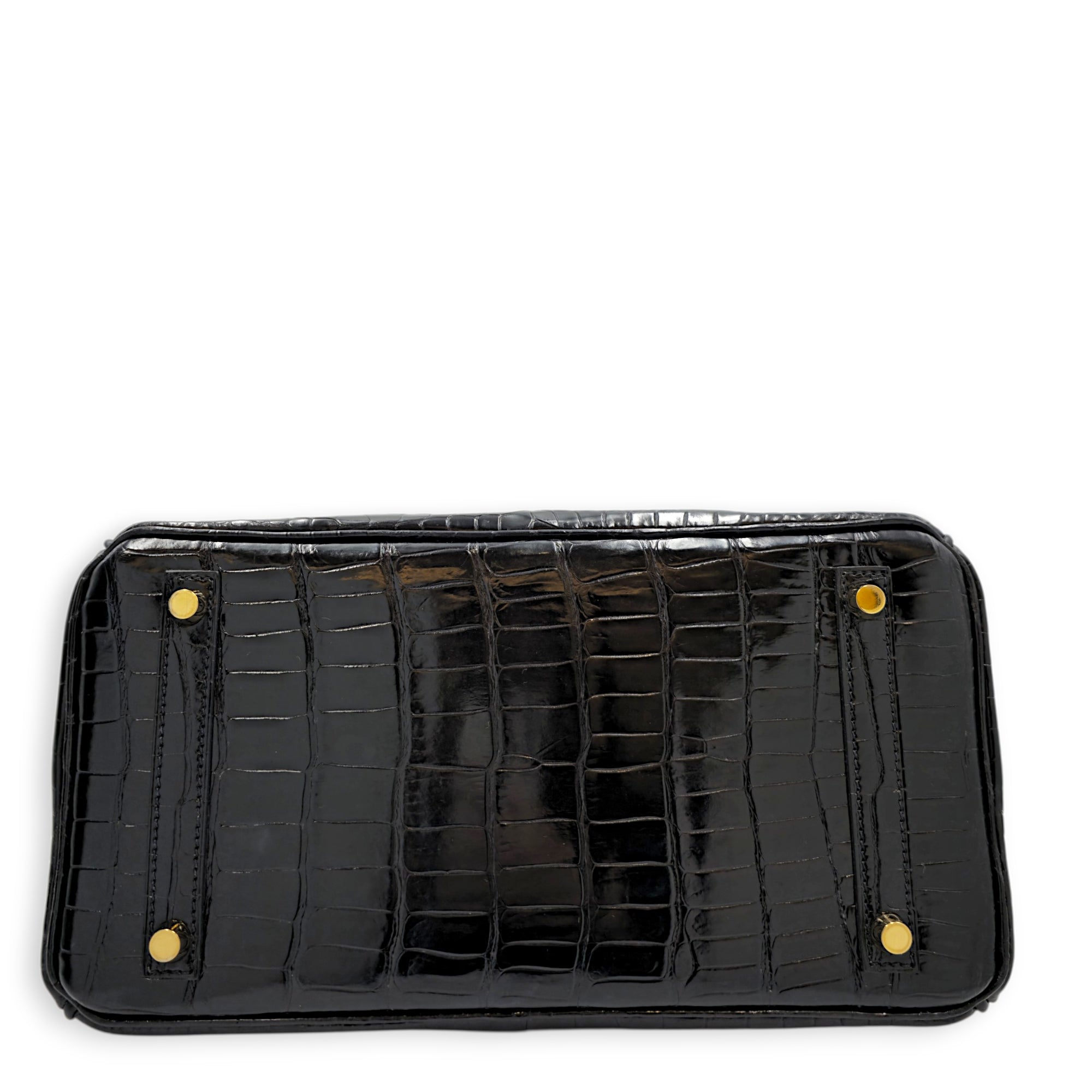 Birkin 30 Black in Shiny Porosus Gold hardware CL2605-21392 5