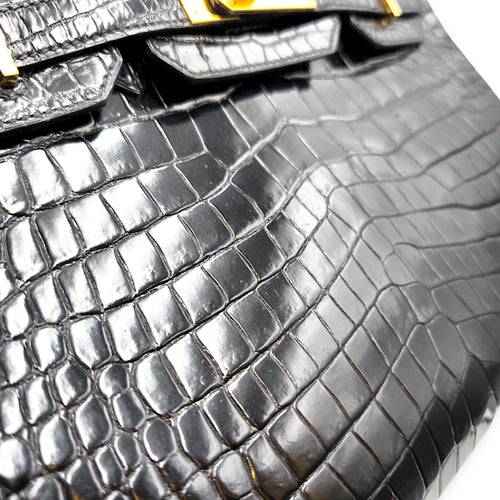 Birkin 30 Black in Shiny Porosus Gold hardware CL2605-21392 9