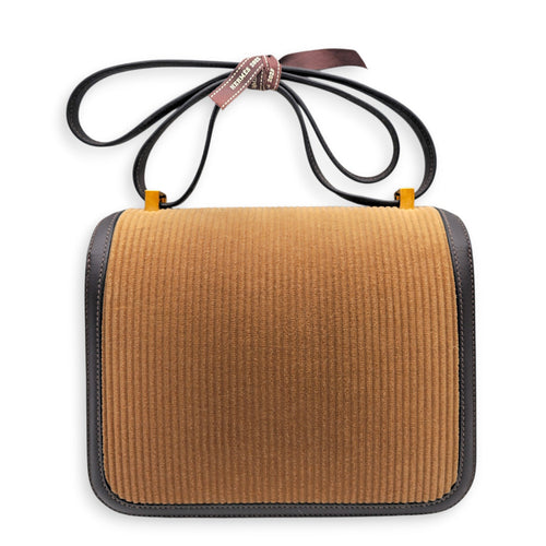 Cotele Constance 24 Camel/Ebene in Swift/Velours Gold hardware CL2605-21394 2