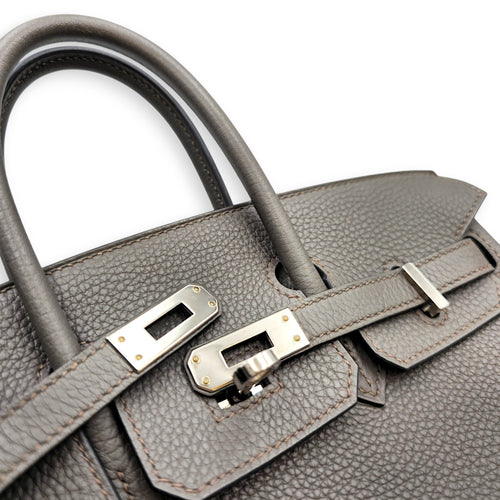 Birkin 25 Etain  in Togo Palladium hardware CL2605-21395 8