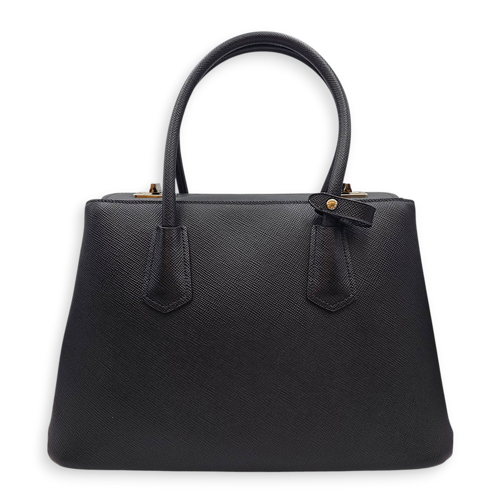 Twist Galleria 34 Black Shoulder Bag in Saffiano Leather Silver hardware