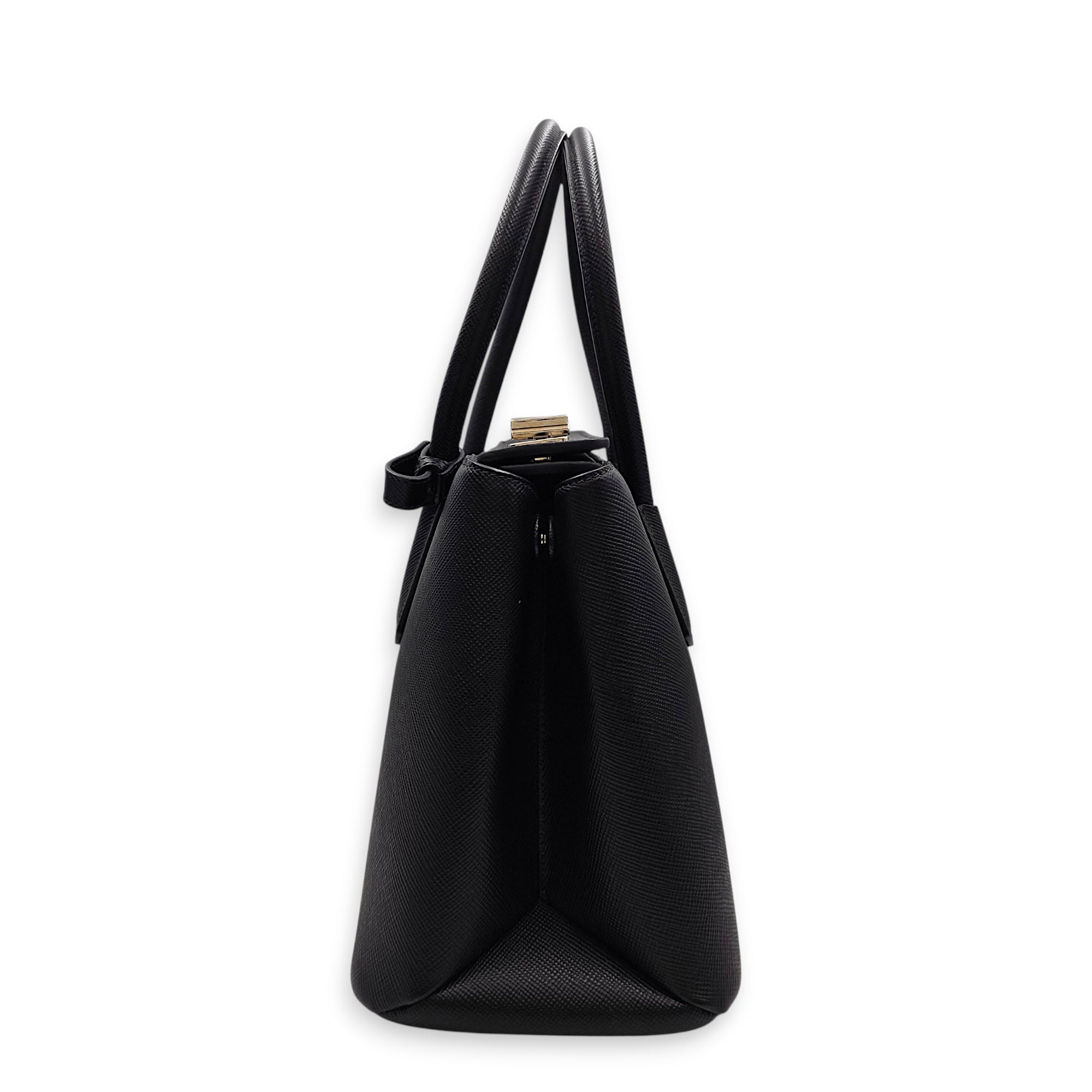 Twist Galleria 34 Black Shoulder Bag in Saffiano Leather Silver hardware