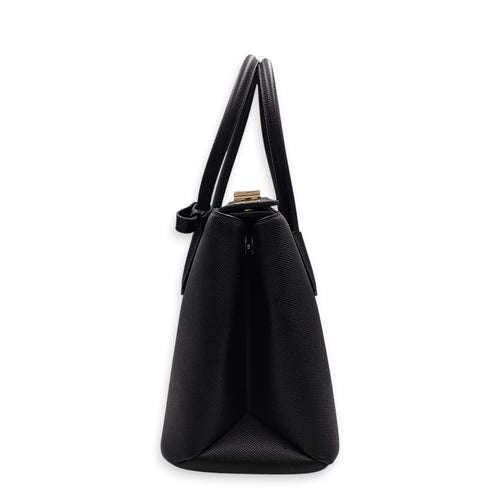 Twist Galleria 34 Black Shoulder Bag in Saffiano Leather Silver hardware