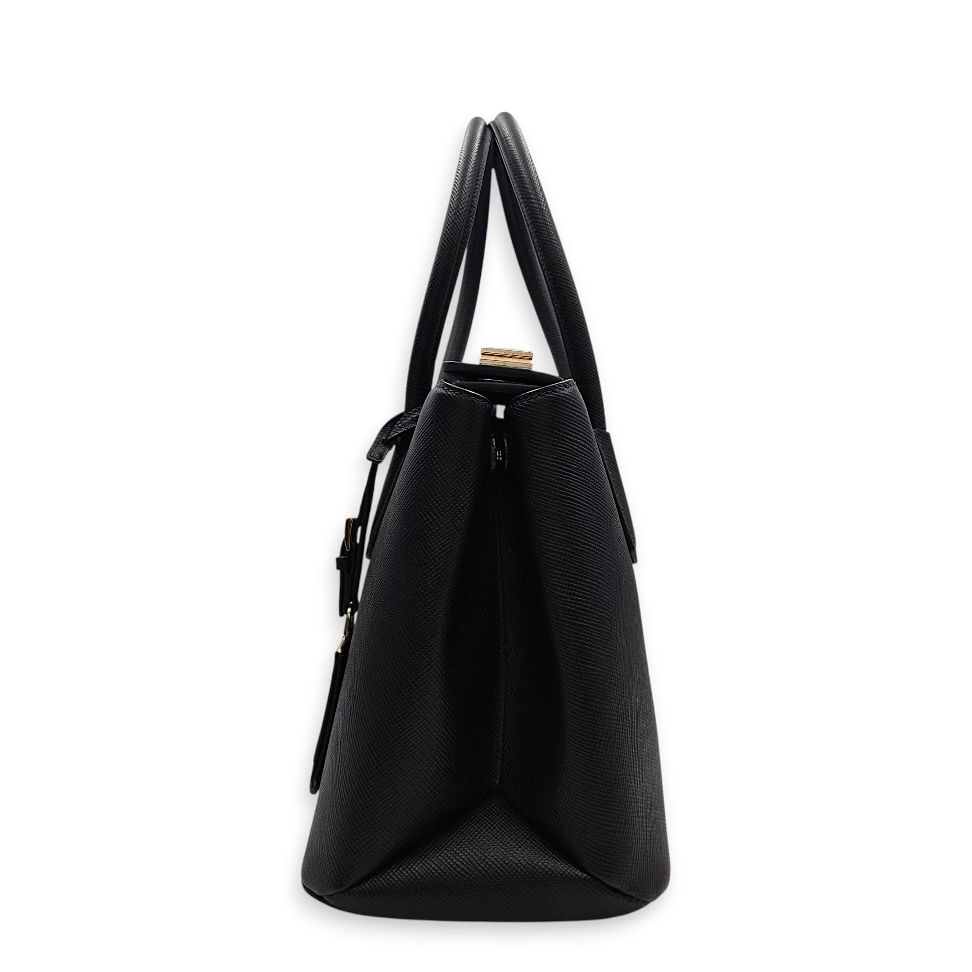 Twist Galleria 34 Black Shoulder Bag in Saffiano Leather Silver hardware