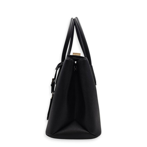 Twist Galleria 34 Black Shoulder Bag in Saffiano Leather Silver hardware