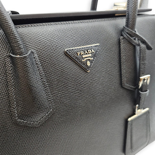 Twist Galleria 34 Black Shoulder Bag in Saffiano Leather Silver hardware