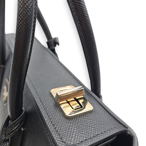Twist Galleria 34 Black Shoulder Bag in Saffiano Leather Silver hardware
