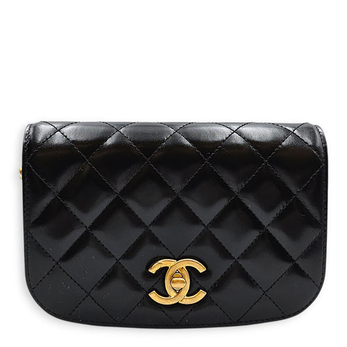 Messenger Mini Black Belt Bag in Calfskin Gold hardware CL2605-21400 1