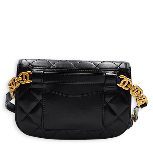 Messenger Mini Black Belt Bag in Calfskin Gold hardware CL2605-21400 2