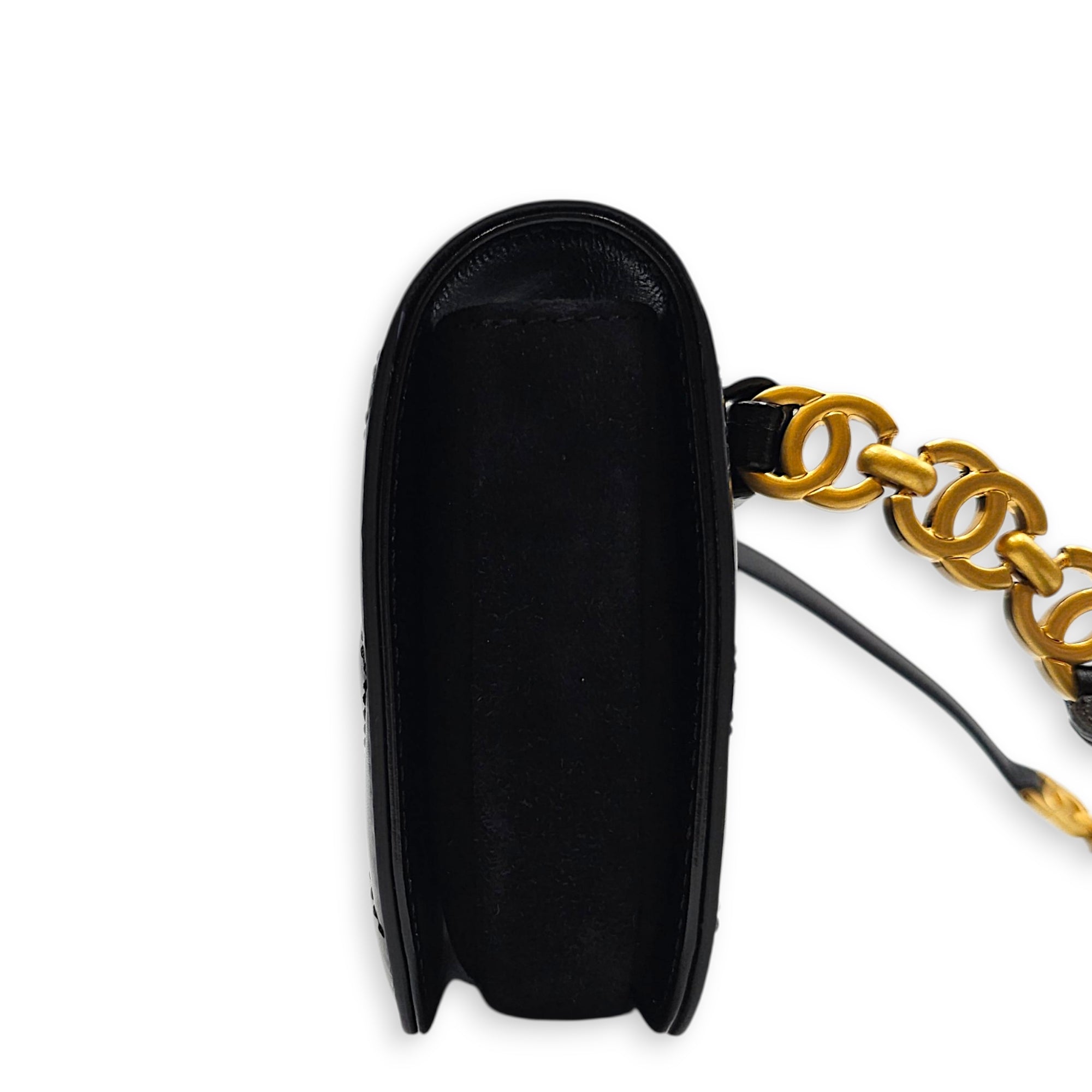 Messenger Mini Black Belt Bag in Calfskin Gold hardware CL2605-21400 4