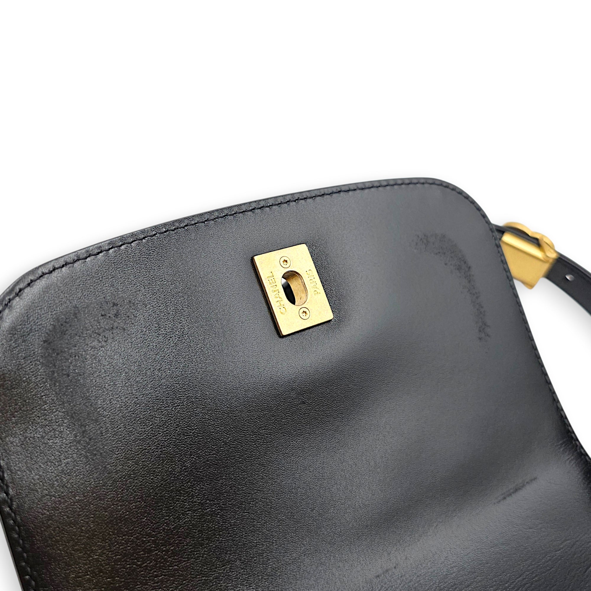 Messenger Mini Black Belt Bag in Calfskin Gold hardware CL2605-21400 8