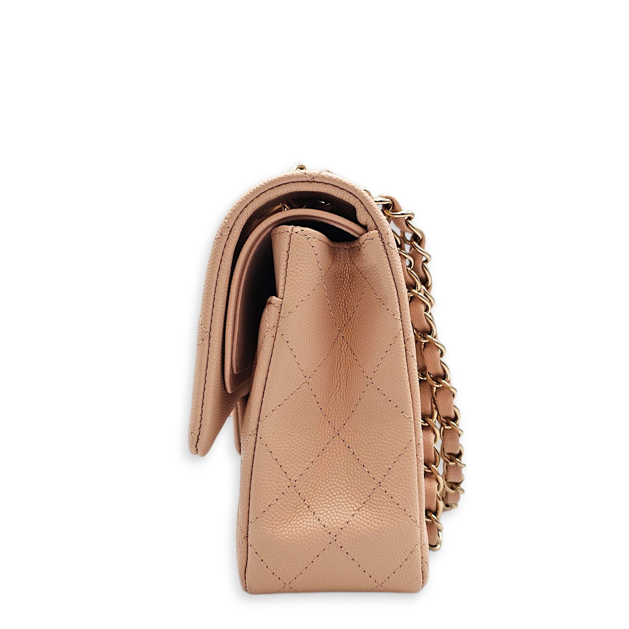 Classic Flap Medium Pink Shoulder Bag in Caviar Leather Gold hardware CL2605-21401 4