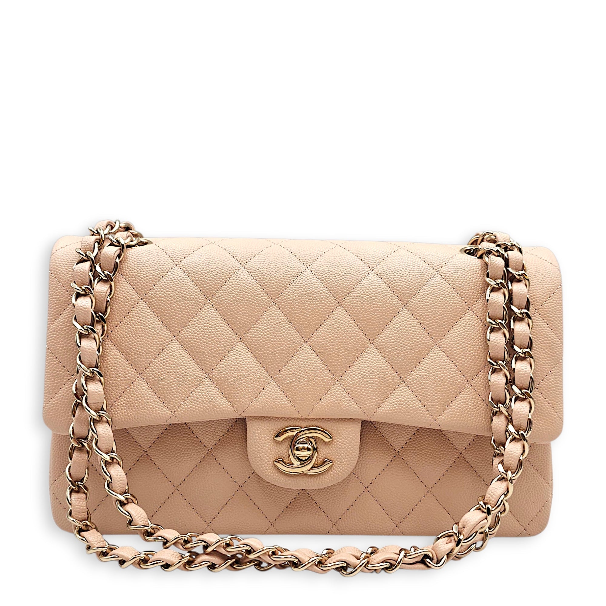 Classic Flap Medium Pink Shoulder Bag in Caviar Leather Gold hardware CL2605-21401 8