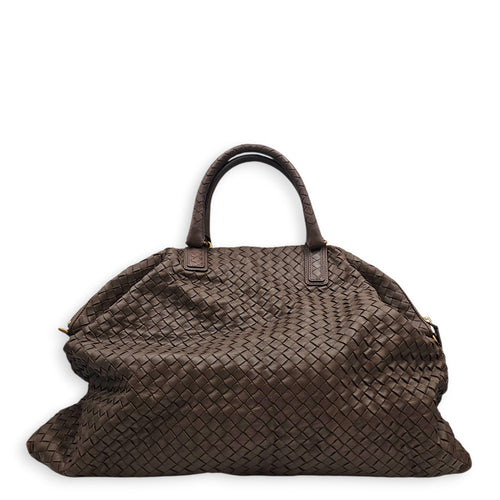 Convertible Tote Brown Shoulder Bag in Nappa Leather Ruthenium-finish Brass hardware