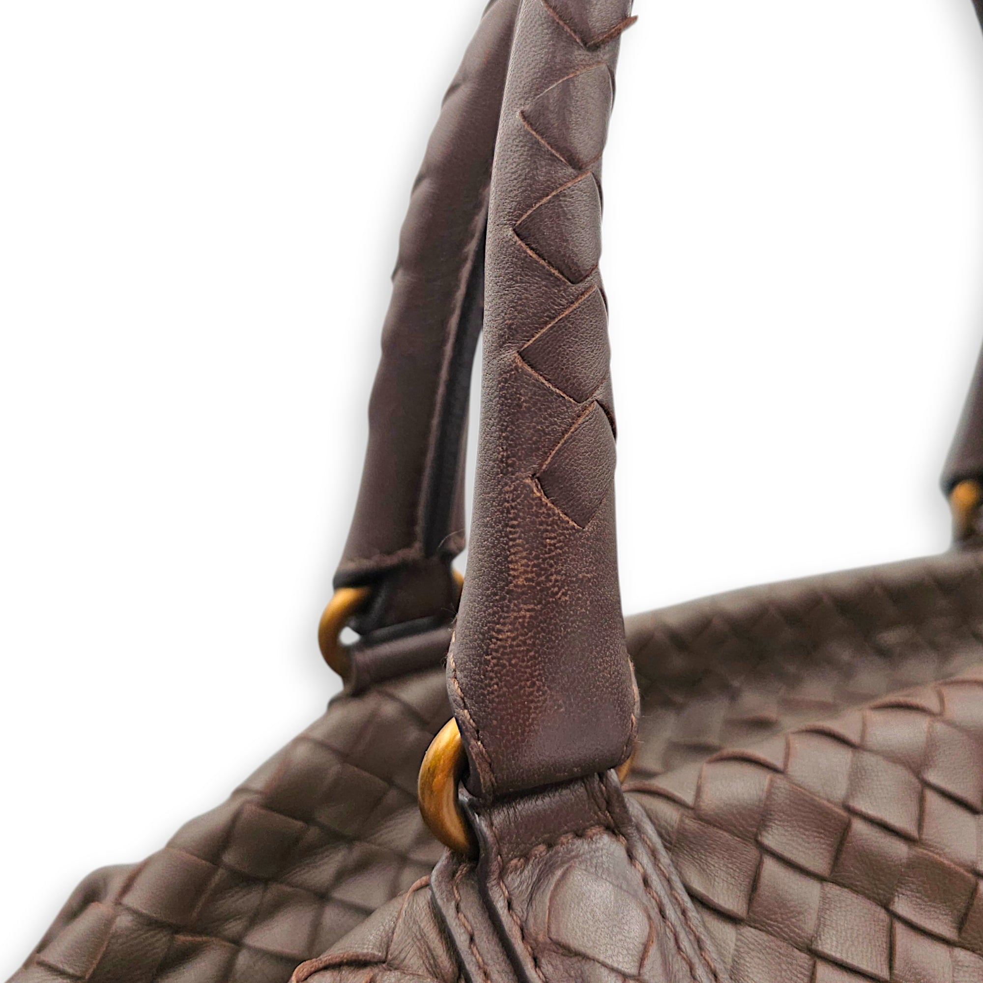 Convertible Tote Brown Shoulder Bag in Nappa Leather Ruthenium-finish Brass hardware