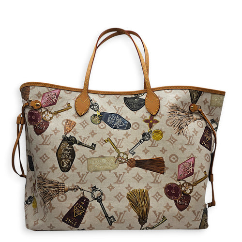 Neverfull GM Flight Mode Beige Shoulder Bag in Canvas Gold hardware