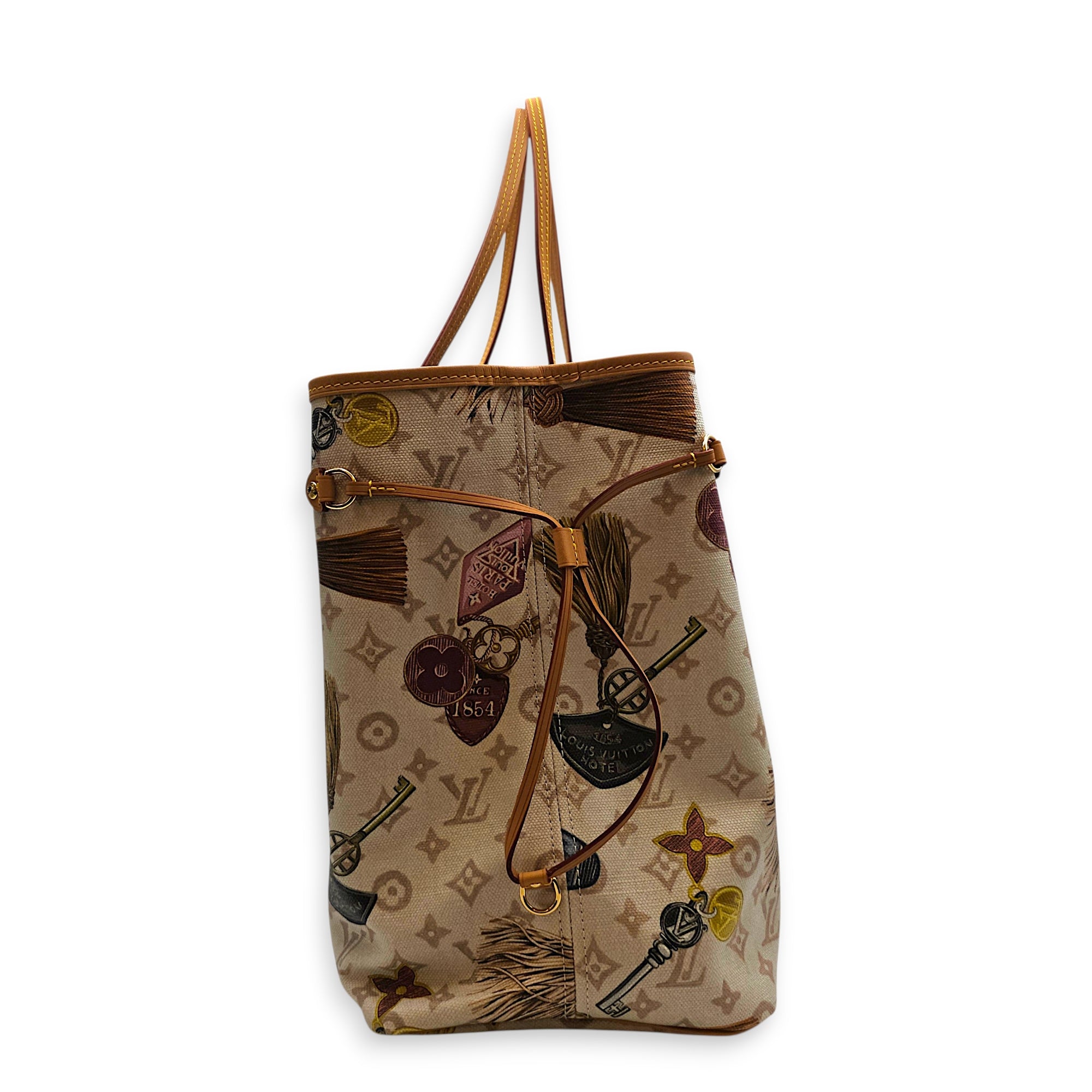 Neverfull GM Flight Mode Beige Shoulder Bag in Canvas Gold hardware