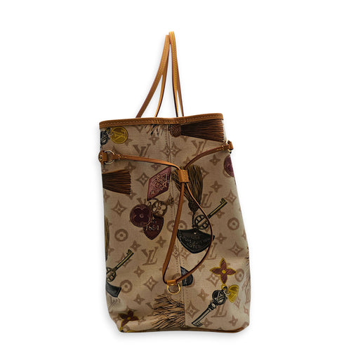 Neverfull GM Flight Mode Beige Shoulder Bag in Canvas Gold hardware