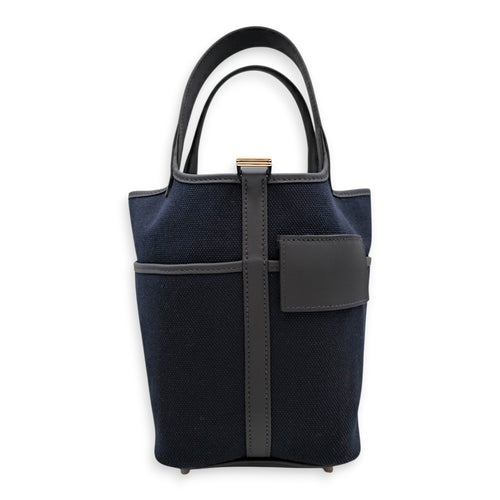 Picotin Pocket 18 Marine/Caban  in Toile/Swift Palladium hardware