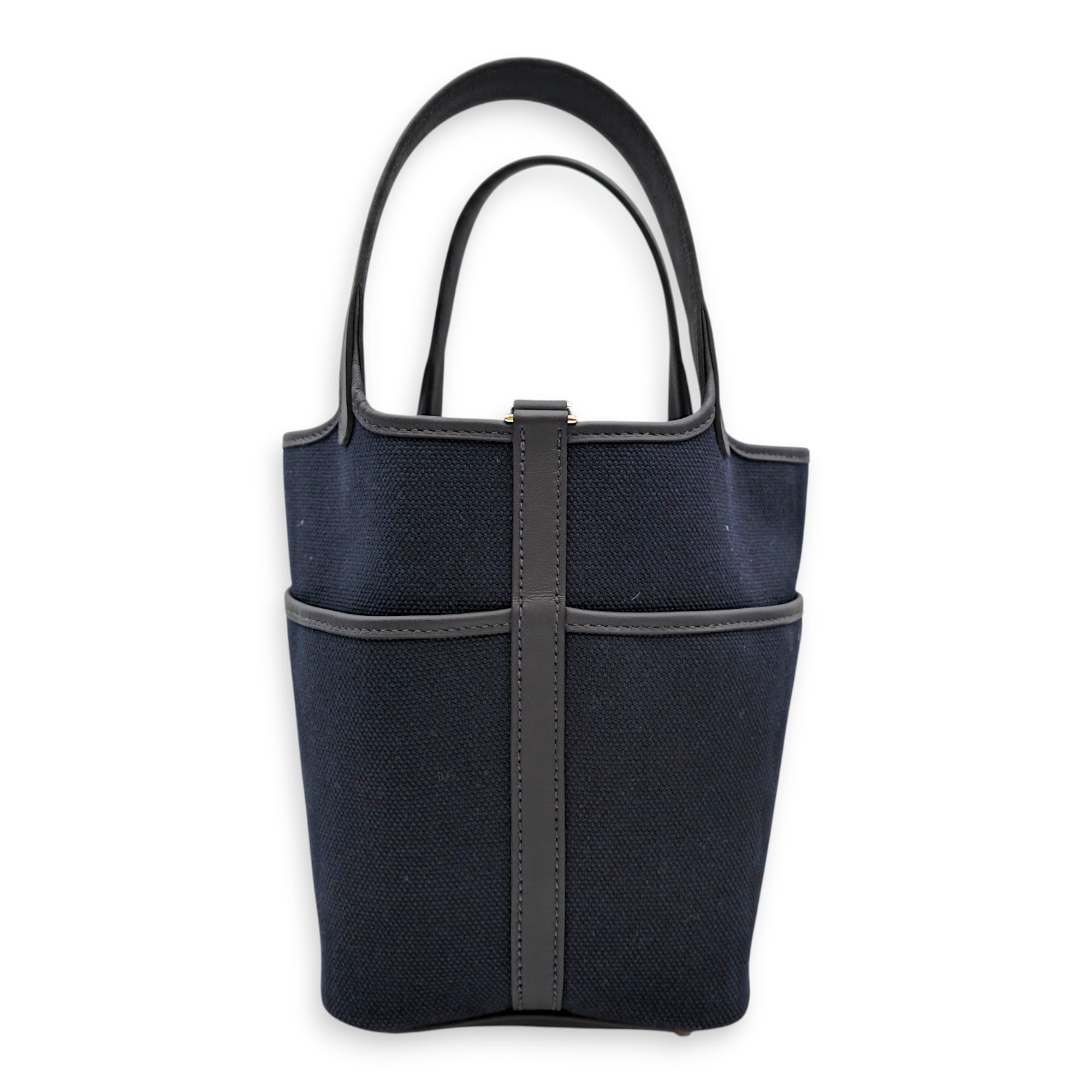 Picotin Pocket 18 Marine/Caban  in Toile/Swift Palladium hardware