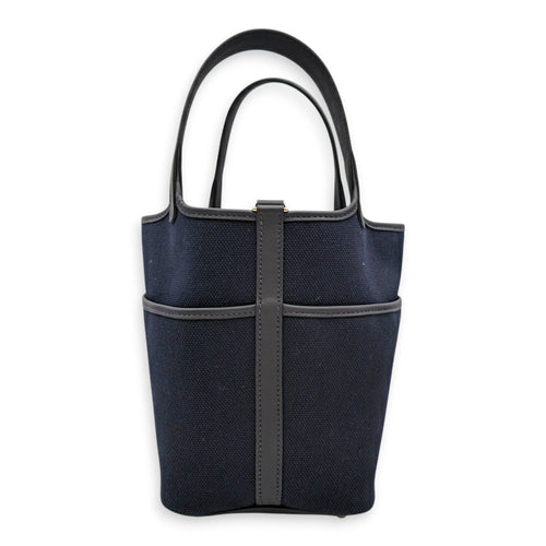Picotin Pocket 18 Marine/Caban  in Toile/Swift Palladium hardware