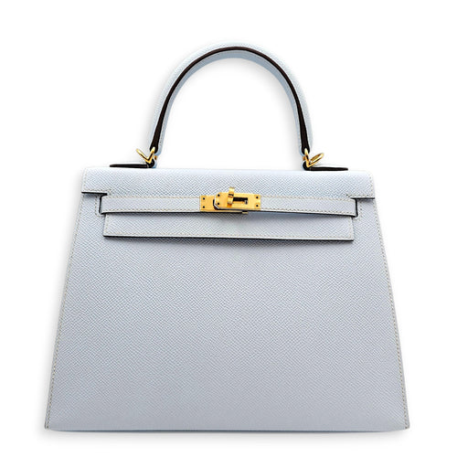 Sellier Kelly 25 Blue Brume  in Epsom Gold hardware