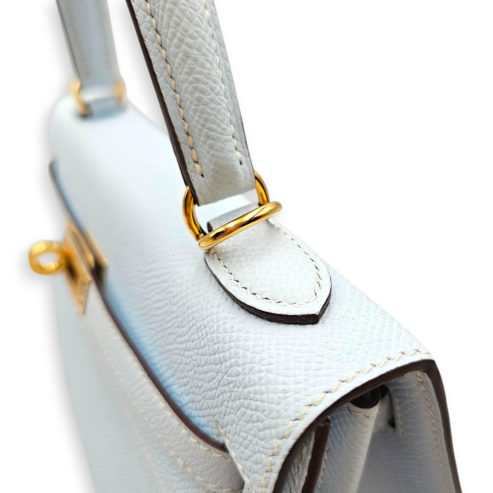 Sellier Kelly 25 Blue Brume  in Epsom Gold hardware