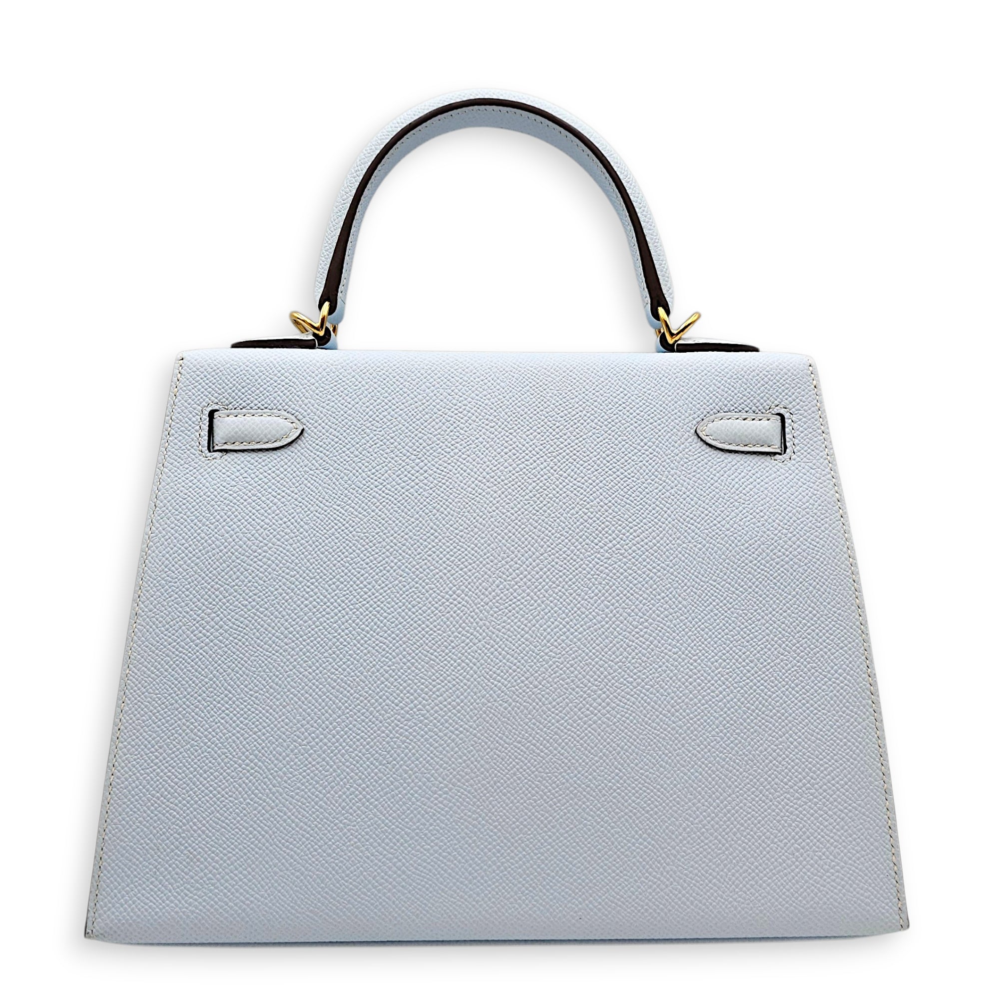 Sellier Kelly 25 Blue Brume  in Epsom Gold hardware