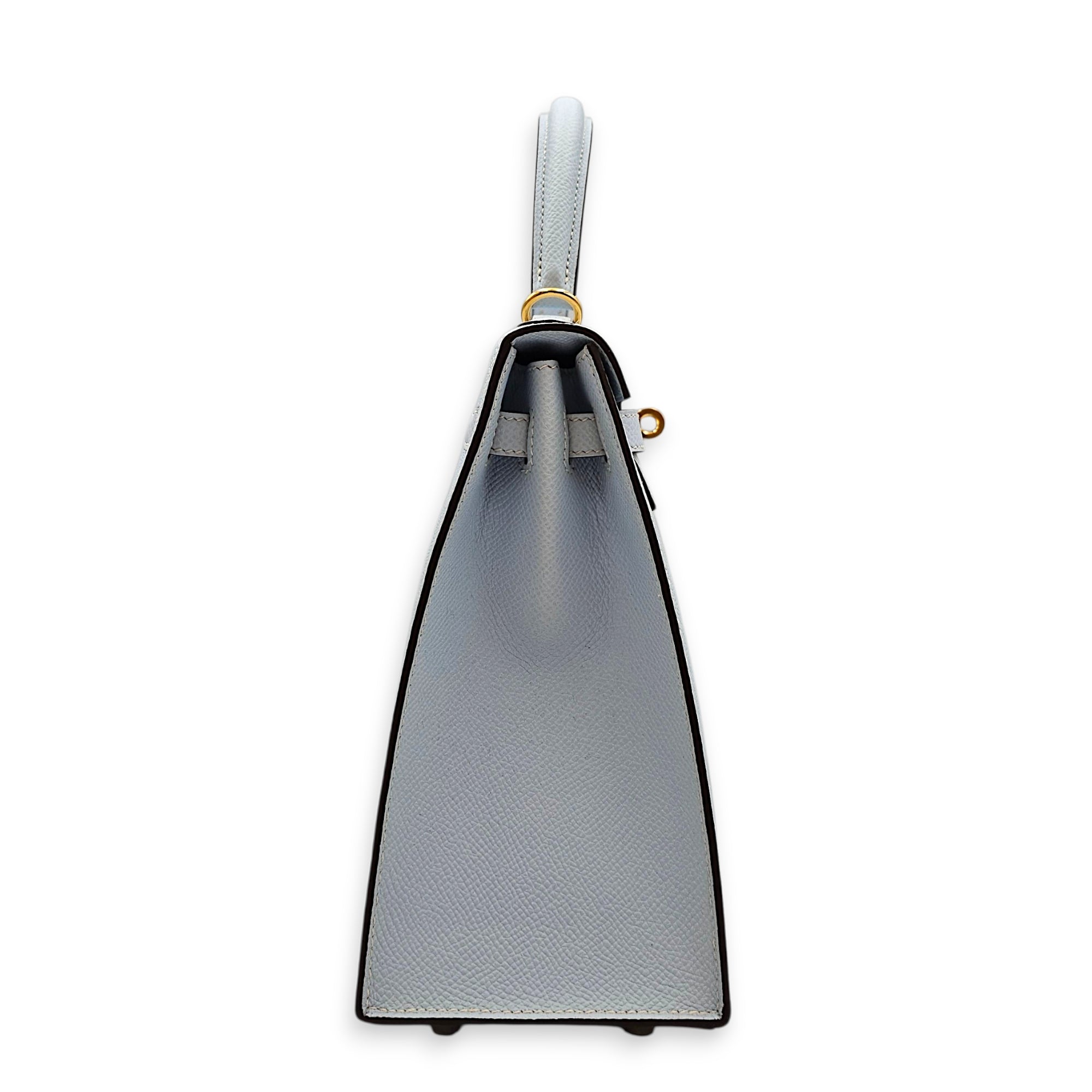 Sellier Kelly 25 Blue Brume  in Epsom Gold hardware